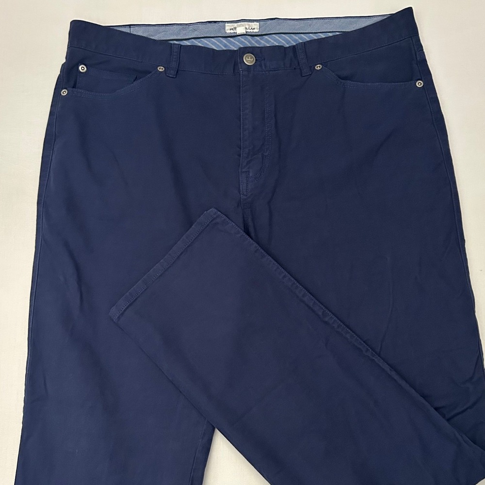Peter Millar Pants Mens 38 Navy Blue 5-Pocket Cotton Stretch Chino Straight Leg